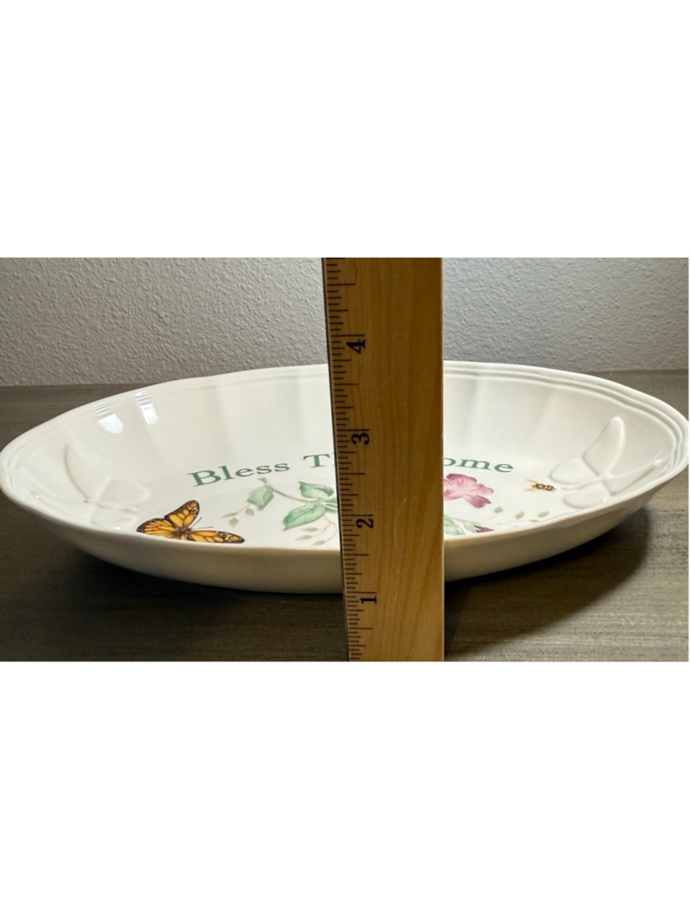 Lenox Butterfly Meadow "Bless This Home" porcelain serving tray 11 1/4 x 7 3/8” - Picture 7 of 7